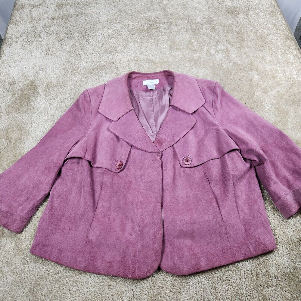 Vintage SPIEGEL Pink Leather Suede Velour Jacket Boho Western Jacket Sz 18w